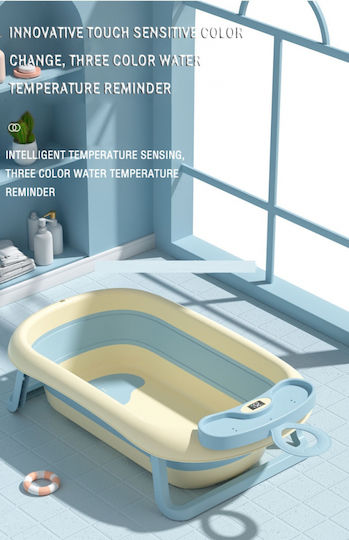 Little Mom Faltbare Babybadewanne mit Thermometer Gelb