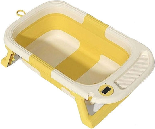 Little Mom Faltbare Babybadewanne mit Thermometer Gelb