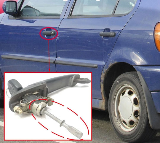 Kit Reparare Încuietoare Ușă Mașină Compatibil VW Polo Classic 6kv Caddy 9k Seat Cordoba Ibiza Stânga Față Dreapta Cilindru 5 Bucăți Metal Argintiu