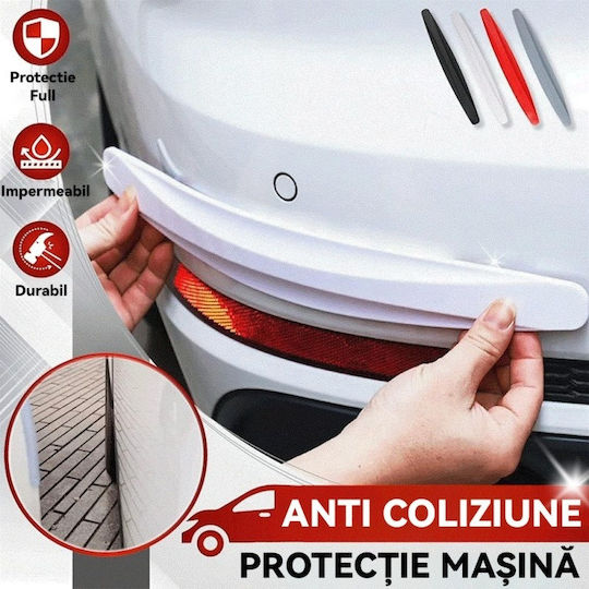 Techstar Set Bandă Protectoare Design Prag Ușă Bară Universală Model Auto Cauciuc Aspect Fibră de Carbon 40cm Alb