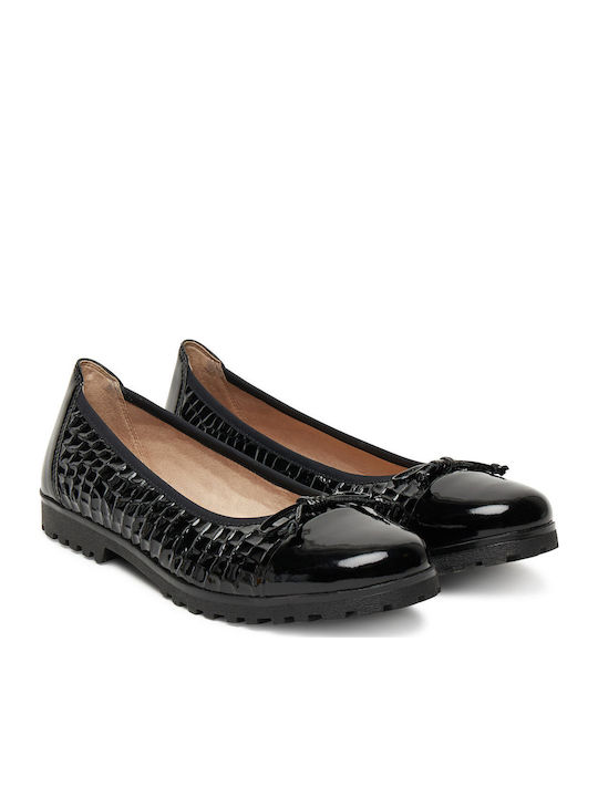 Lederne Damen Ballerinas in Schwarz Farbe
