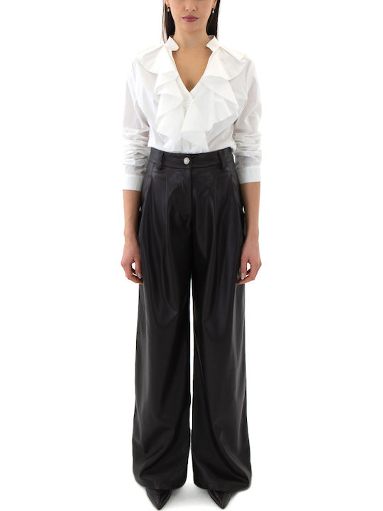 Dama Talie înaltă Piele Pantaloni Brown
