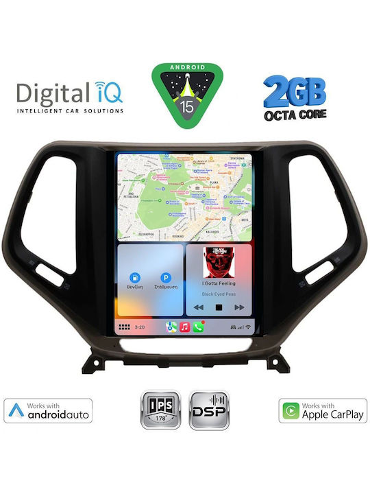 Digital IQ Car Audio System for Jeep Cherokee 2014 with Clima (Bluetooth/USB/AUX/WiFi/GPS/Apple-Carplay/Android-Auto) with Touch Screen 9.7"
