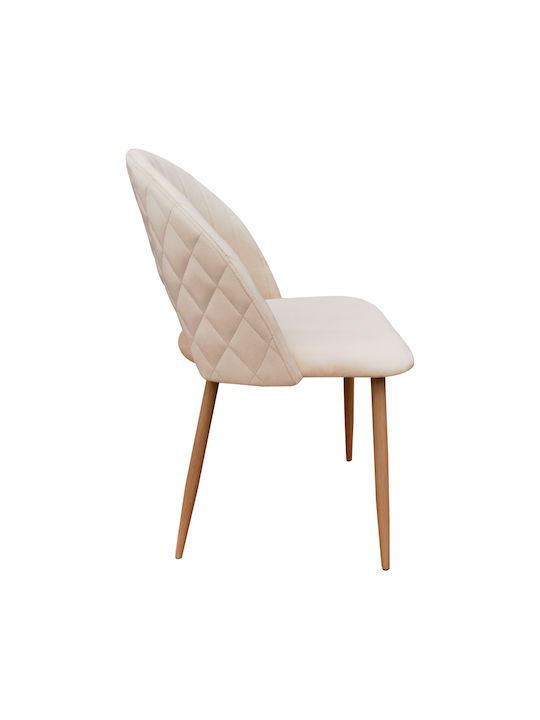 Lovingo Dining Room Velvet Chair Beige 50x47x85.5cm