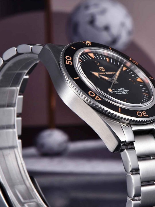 Pagani Design Ceas Barbatesc 41mm Automat cu Brățară Metalică Argintie