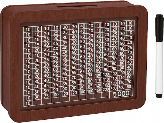 Wooden Piggy Bank Children Adults Zola Smart Saving System 5,000 Units Number Checkboxes Marker Wood 17×12.7×7 Cm Brown Wooden Piggy Bank Children Adults Zola Smart Saving System 5,000 Units Number Checkboxes Marker Wood 17×12.7×7 Cm Brown