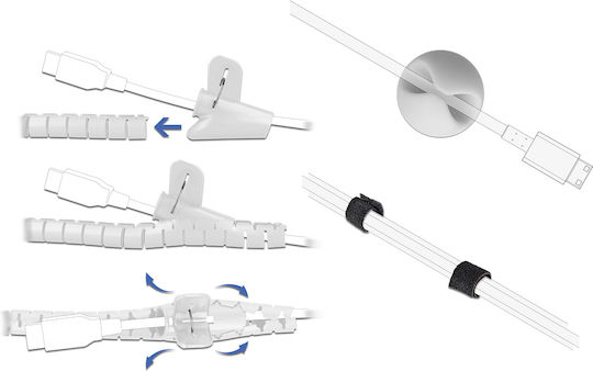 DeLock Cable Support Set with silicone organizers/plastic tie/velcro-type tape White (18392) 5pcs