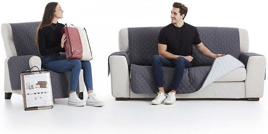 Sofazip Elastische Abdeckung für Dreisitziges Sofa Dark Grey - Light Grey 160εκ. 1Stück SZMATGRIINCDESC