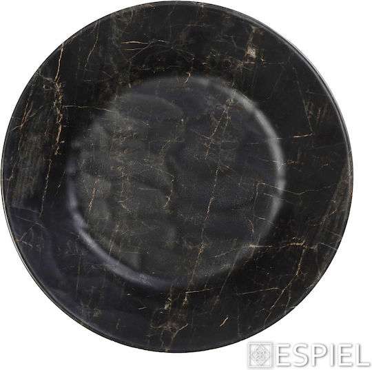 Espiel Black Wood Plate Soup Wooden Black with Diameter 21cm 6pcs