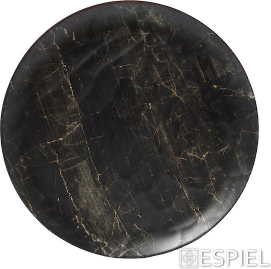 Espiel Black Wood Plate Shallow Wooden Black with Diameter 23cm 6pcs