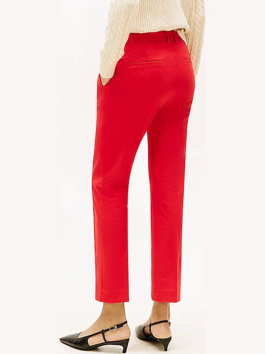 Damen Stoff Hose in Schlanker Passform Red