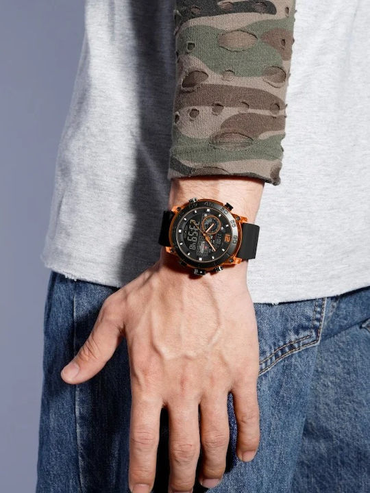 Naviforce Ceas Digital Bărbătesc 16mm cu Baterie cu Curea din Cauciuc Negru