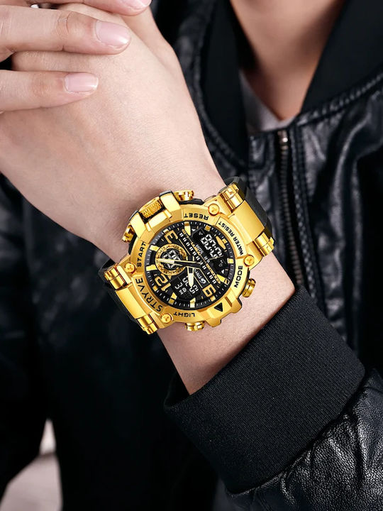 Stryve Ceas Digital Bărbătesc 55mm cu Baterie cu Curea din Cauciuc Negru