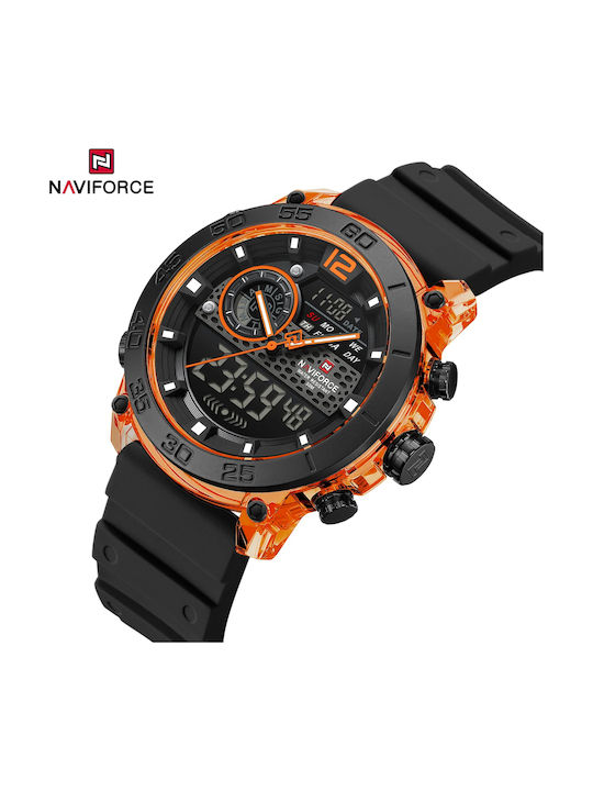 Naviforce Ceas Digital Bărbătesc 16mm cu Baterie cu Curea din Cauciuc Negru