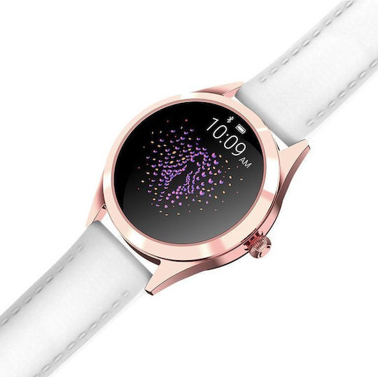 G.Rossi SG011C Edelstahl 38mm Smartwatch mit Herzfrequenzmesser Rose Gold Weiß