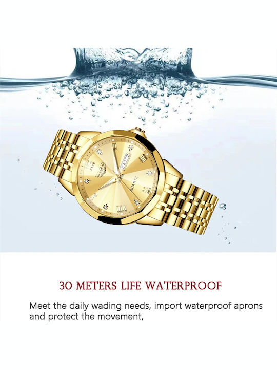 Lige Women's Watch with Gold Metal Bracelet