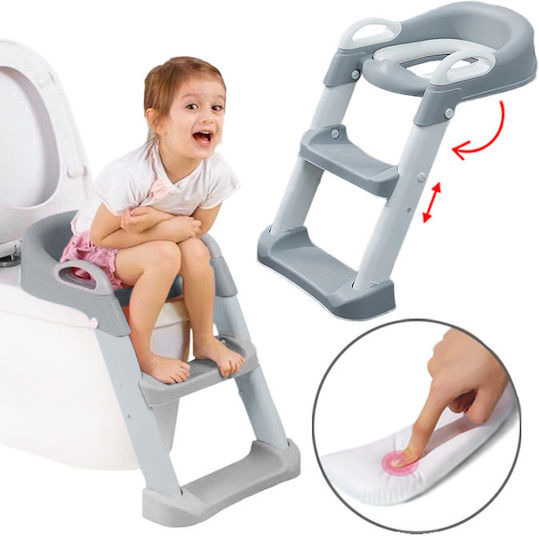 Little Mom Scaun De Toaletă Pentru Copii Mici Gri Cu Mânere