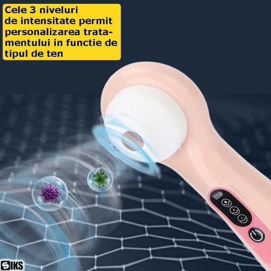 Siks Dispozitiv Electric de Curățare Facială cu Aspirare pentru Îndepărtarea Punctelor Negre 3 Niveluri de Intensitate 3 Capete de Aspirație Incluse Alb Roz