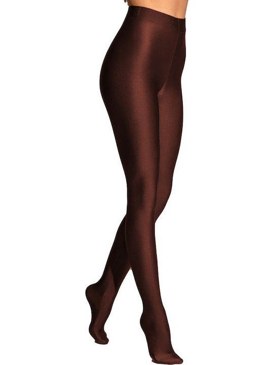 Instruire Colanti de femei Lung Colanti Lucios Chocolate Brown