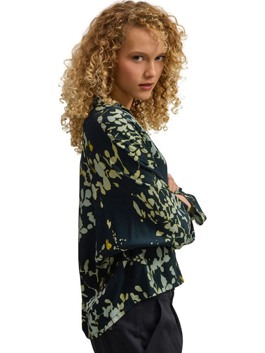 Women's Floral Long Sleeve Shirt Blue