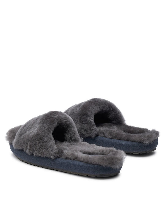 Geschlossene Lederne Damen Hausschuhe Gray