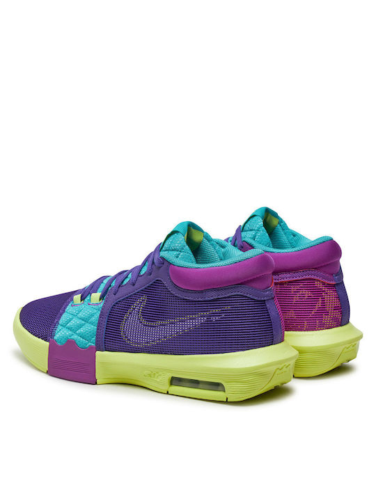 LeBron Witness 8 Ψηλά Μπασκετικά Παπούτσια Field Purple / Dusty Cactus / Light Lemon Twist / Λευκό