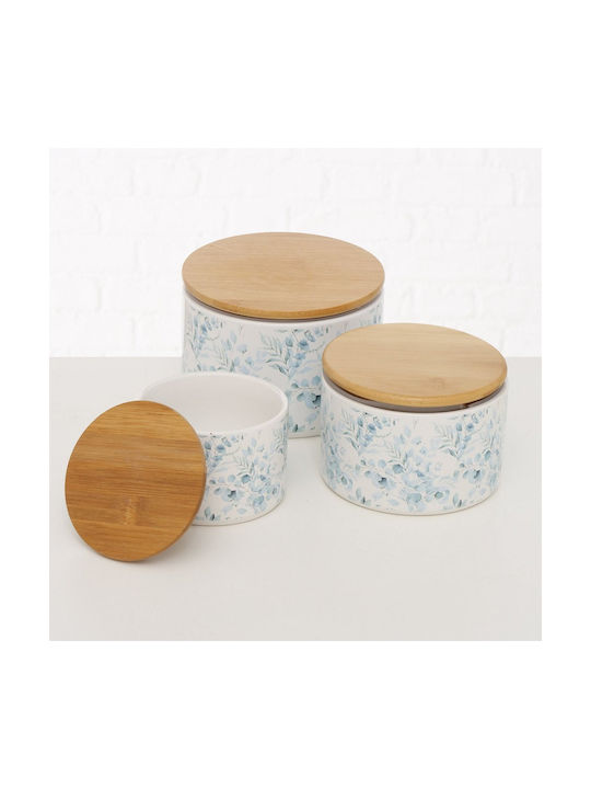 MSA Set of 3pcs Jars General Use with Lid Ceramic White