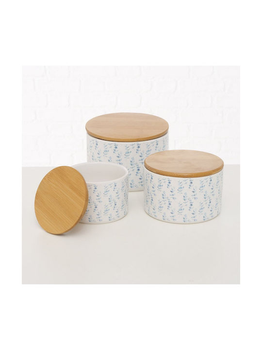 MSA Set of 3pcs Jars General Use with Lid Ceramic White