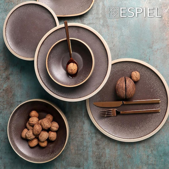 Espiel Karma Plate Shallow made of Porcelain Brown with Diameter 26.2cm