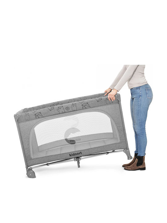 Kidnort Loc de joacă cu Saltea Gri 68x128cm