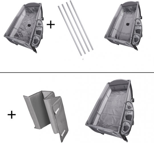 ikonka Loc De Joacă Cu 2 Nivele Cu Masă De Schimbat Scutece Și Saltea Gri 120x60cm