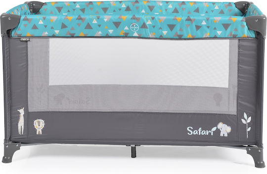 Moni Safari Laufstall mit Matratze Blau 62x125cm