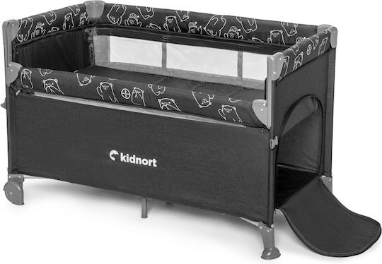 Kidnort Loc de joacă cu Schimbător & Saltea Gri 68x128cm