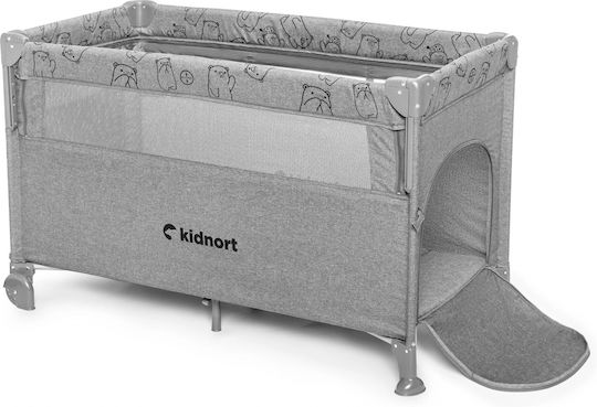 Kidnort Loc de joacă cu Schimbător & Saltea Gri 68x128cm