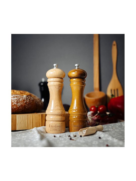 Creative Manual Set Spice Mills made of Wood in Beige Color 18cm 2pcs