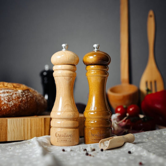 Creative Manual Set Spice Mills made of Wood in Beige Color 18cm 2pcs