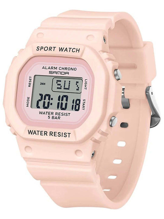 Sanda Kids Digital Watch with Metal Bracelet Pink