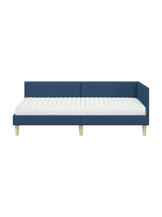 Bett Einzelbett Mit Stoff bezogen Blue mit Latten & Matratze 94x200cm