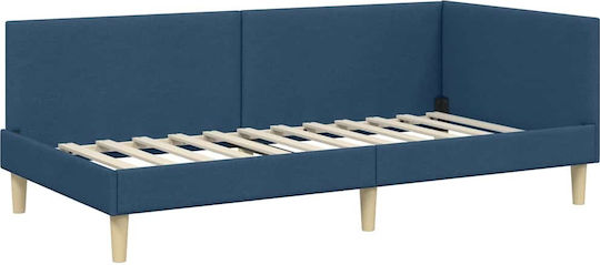 Bett Einzelbett Mit Stoff bezogen Blue mit Latten & Matratze 94x200cm