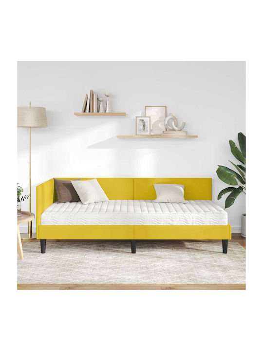 Einzelbett Mit Samt Gelb Mit Lattenrost & Matratze 94x190cm
