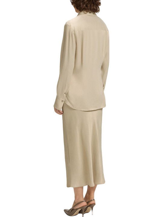 Women's Blouse Satin Beige