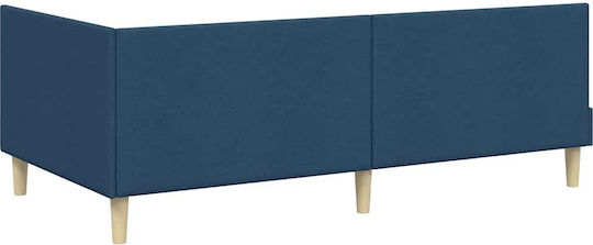 Bett Einzelbett Mit Stoff bezogen Blue mit Latten & Matratze 100x200cm