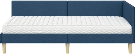 Bett Einzelbett Mit Stoff bezogen Blue mit Latten & Matratze 100x200cm