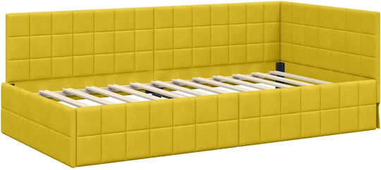 Einzelbett Mit Samt Gelb Mit Lattenrost & Matratze 100x200cm