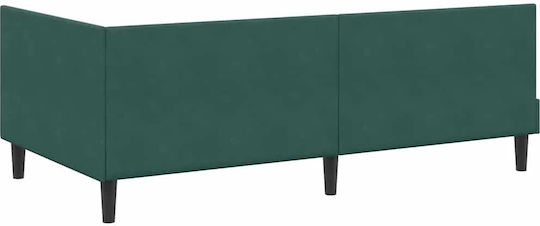 Single Bed Upholstered with Velvet Green Velvet with Slats & Mattress 80x200cm