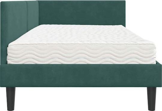 Single Bed Upholstered with Velvet Green Velvet with Slats & Mattress 80x200cm