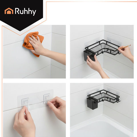 Ruhhy Raft de colț din Metal în Culoare Negru 250x250mm 1buc 27092