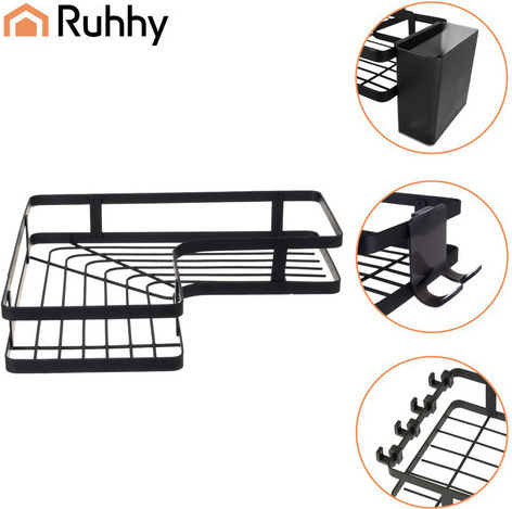 Ruhhy Raft de colț din Metal în Culoare Negru 250x250mm 1buc 27092