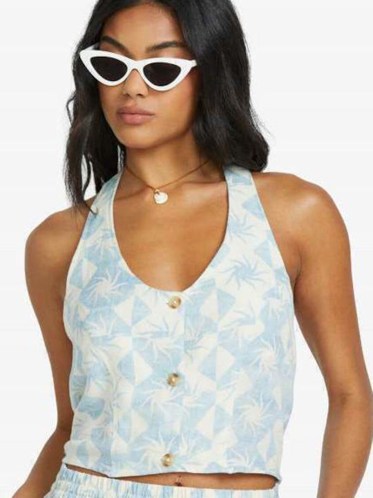 Go West Women's Blouse Cotton Sleeveless Powder Blue