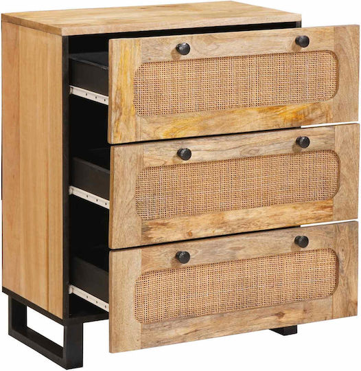 Metallic Chest of Drawers of Solid Wood with 6 Drawers Coffee 60x33x75cm